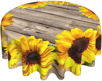 โต๊ะเสื้อผ้ารอ 60 นิ้วออทั่ม Sunflower บเรียบง่ายไปเมล็ดต้นไม้ผ้าคลุมโต๊ะ Waterproof Washable โต๊ะปกป้องสุนัขไม่มีสัญญาณกันขโมยและ Intdoor