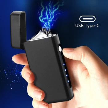 ใหม่สอง Arc ไฟแช็ก Windproof ไฟแช็ก USBType-C วดเร็วตั้งข้อหาไฟแช็กชายของขวัญของเครื่องประดับสูบบุหรี่ผิดปกติ Lighters